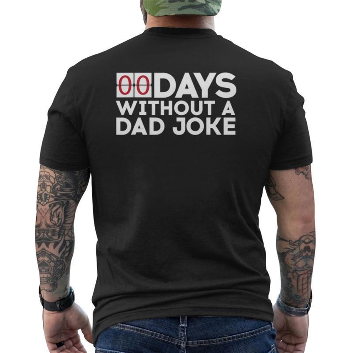 00 Days Without A Dad Joke Zero Days Father’s Day Mens Back Print T-shirt