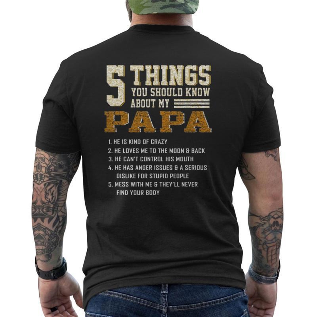 5 Things You Should Know About My Papa Father’s Day Mens Back Print T-shirt