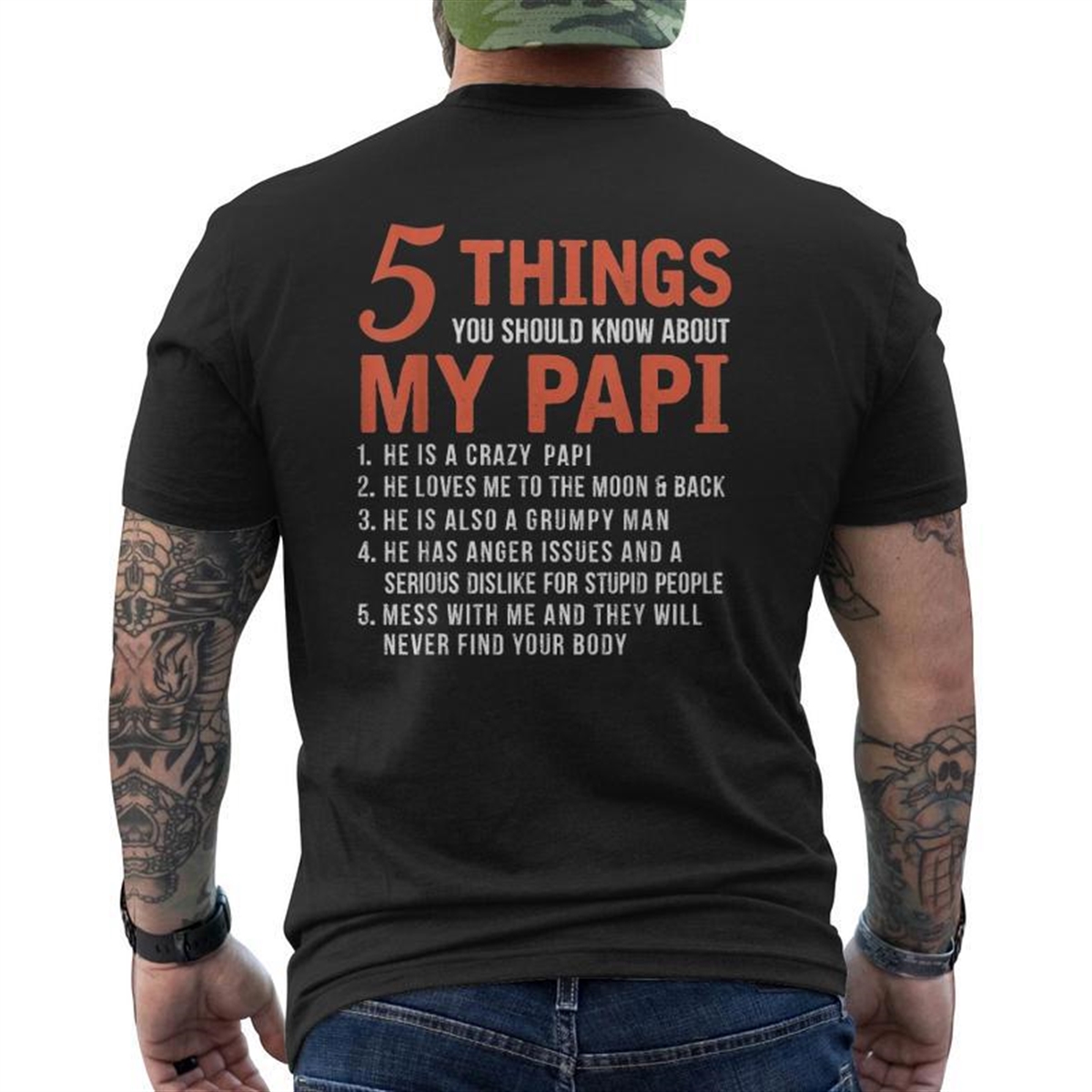 5 Things You Should Know About My Papi Father’s Day Mens Back Print T-shirt
