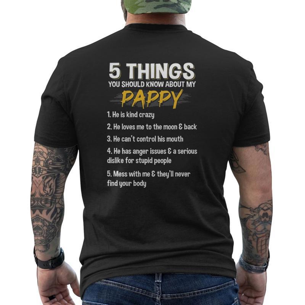 5 Things You Should Know About My Pappy Father’s Day Mens Back Print T-shirt