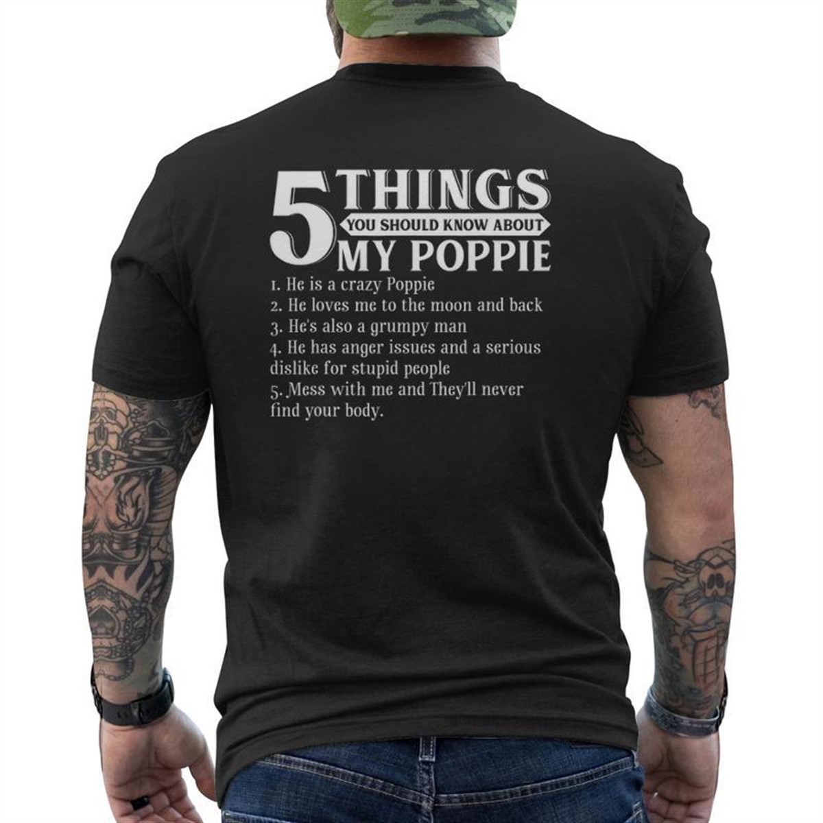 5 Things You Should Know About My Poppie Father’s Day Mens Back Print T-shirt