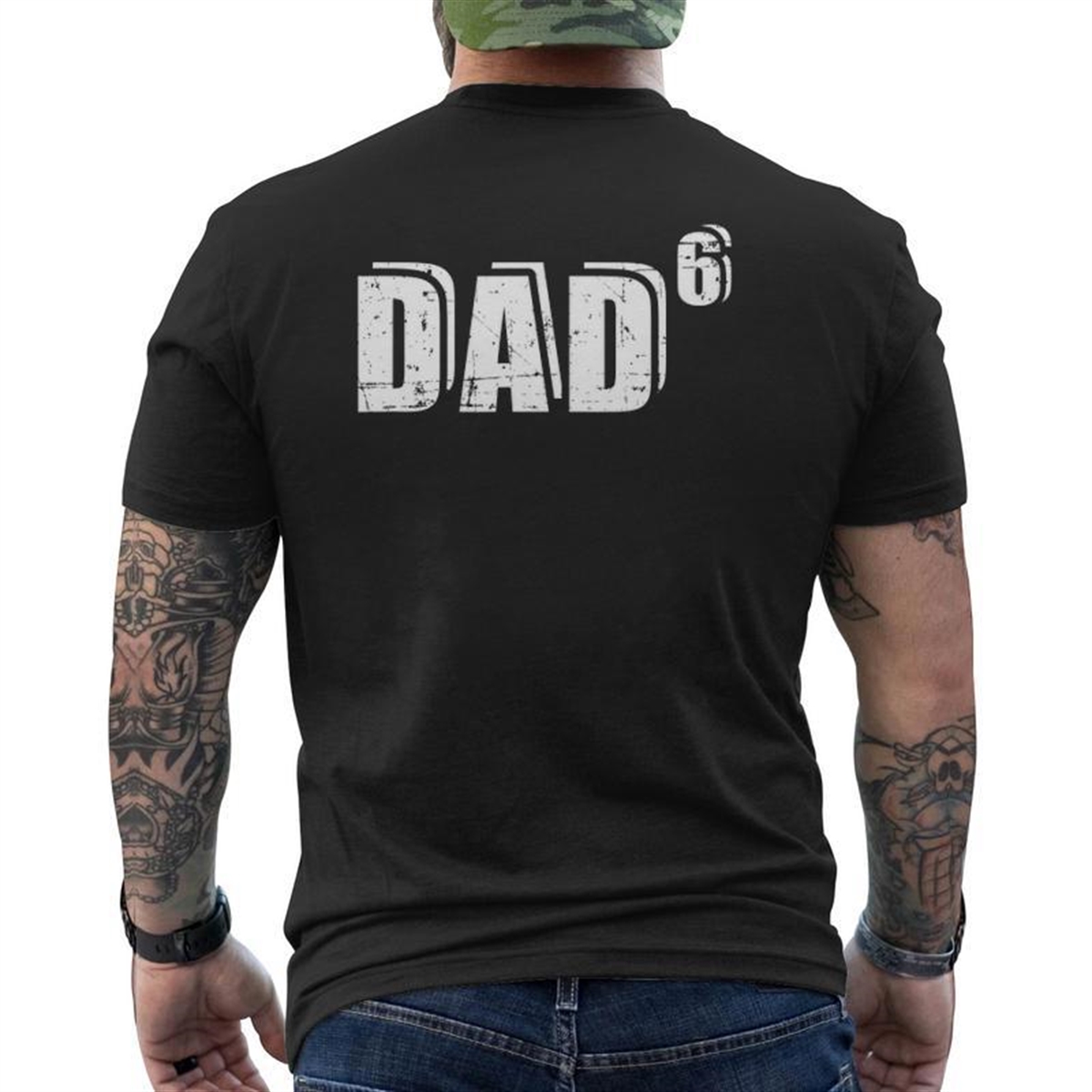 6th Sixth Time Dad Father Of 6 Kids Baby Announcement Mens Back Print T-shirt
