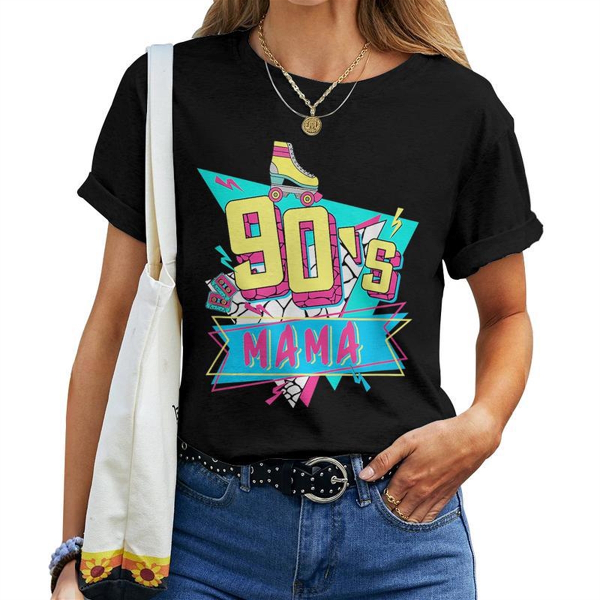 90s Mama Made In The 90s 1990s Skate Roller Mothers Day For Mama Women T-shirt