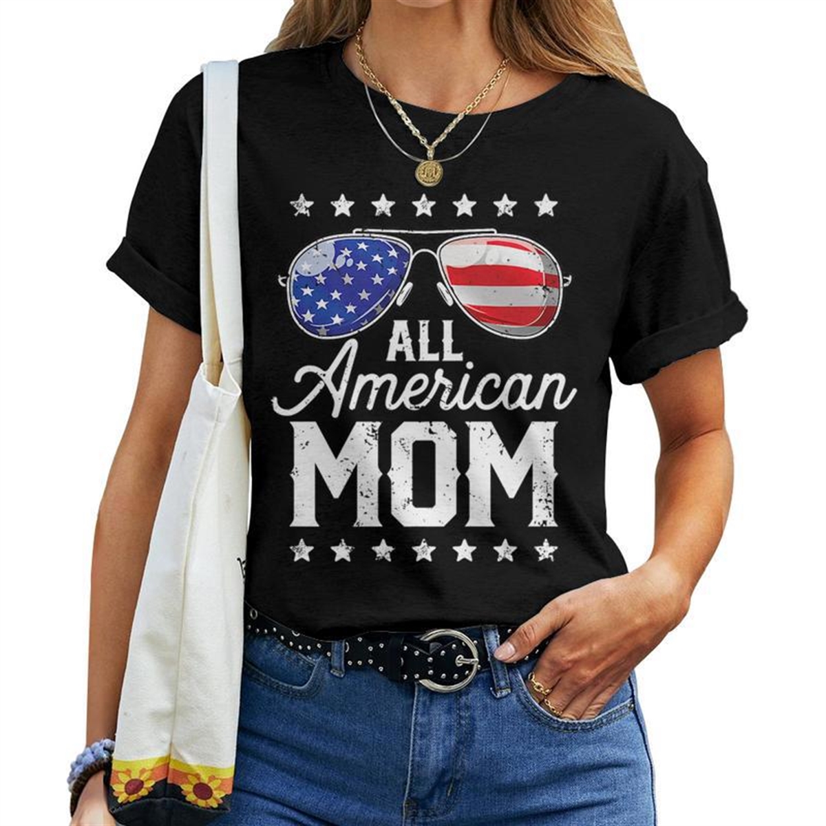 All American Mom 4th Of July Women Sunglasses For Mom Women T-shirt